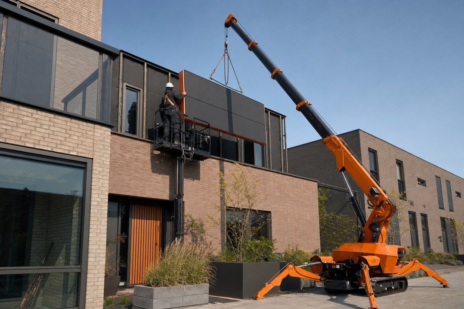 Gevelbeplating gemonteerd met compactkraan
